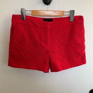 Elegant red floral lace women’s shorts by Cynthia Rowley, size 6